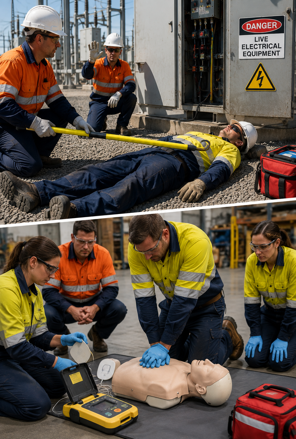 UETDRMP018 / HLTAID009 Combined Low Voltage Rescue (LVR) and CPR (1 Day Course)